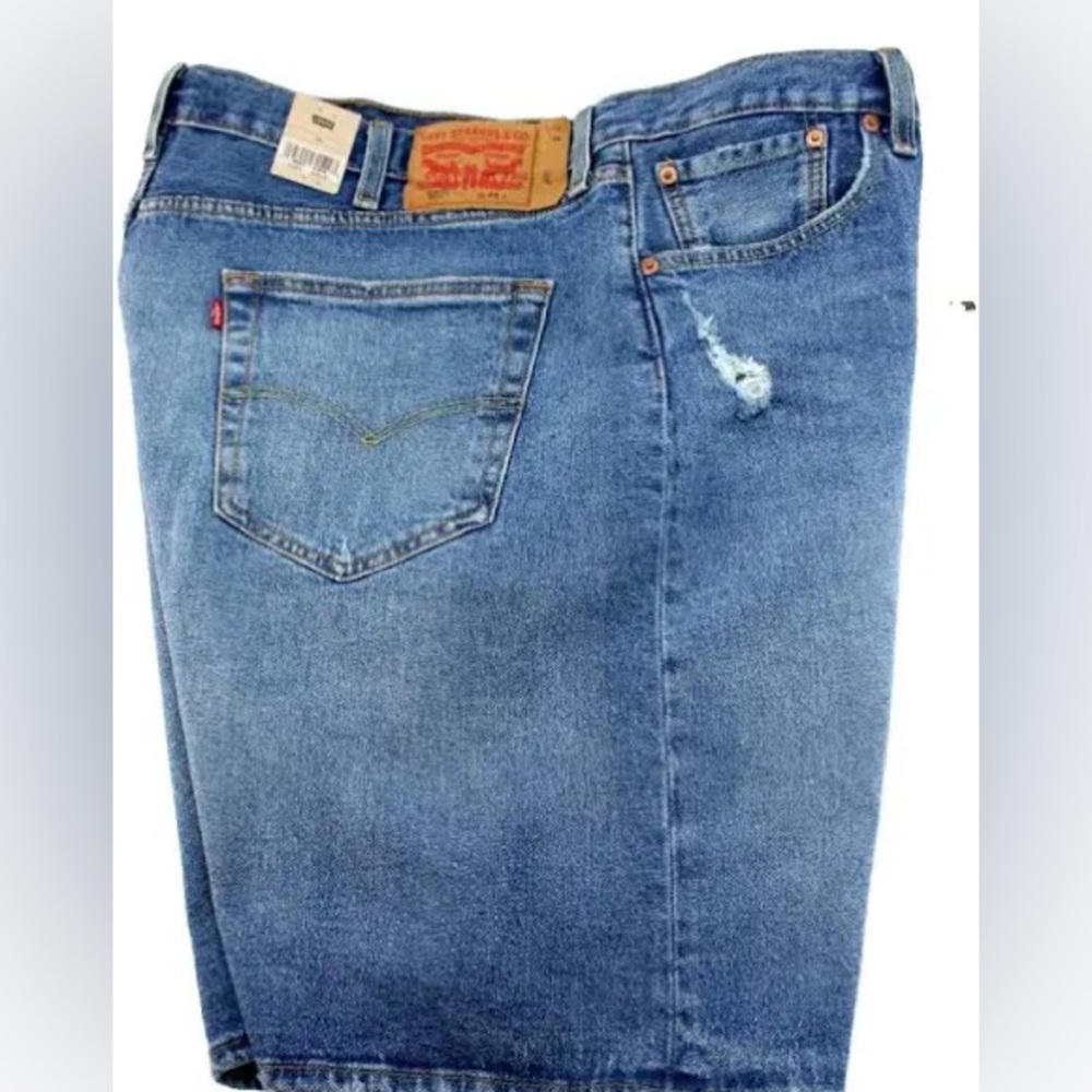 Levi’s 501 Cotton Denim Indigo Washed Distressed Shorts 44 NWT